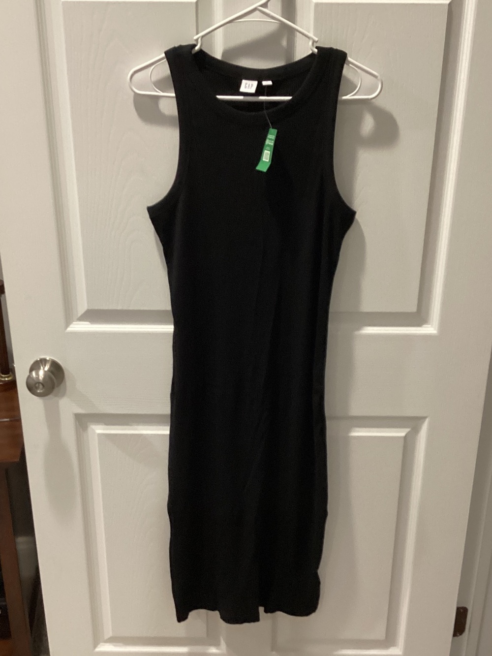 GAP Black Sleeveless Ribbed Midi Dress